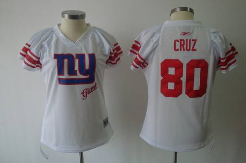Giants #80 Victor Cruz White 2011 Women's Field Flirt Stitched NFL Jersey - Click Image to Close